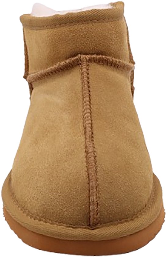 Alpacas Footwear - Ladies - Bottes courtes en daim véritable avec couture froide - Doublées de 100% de laine d'agneau douce - Chestnut - 36