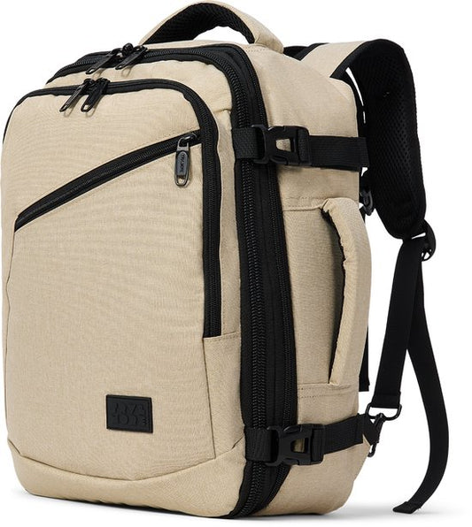 TRVLMORE Sac de voyage - Sac à dos 25L - Bagage à main - Anti-éclaboussures - Sac à dos - Sac de week-end - Mesdames et Messieurs - Beige