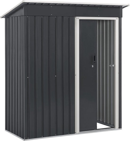 Juskys - Abri à outils en métal (1,4 m²) - Toit en pente, Porte coulissante, Cadre de fondation et support d'outils inclus - Anthracite