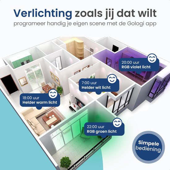 Gologi Smart Recessed Spotlights - Smart LED Downlight Dimmable - Tiltable - RGB+CCT Light - Gu10 LED Lamp - White