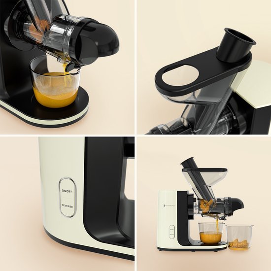 KitchenBrothers Slowjuicer - Presse-agrumes - Presse-légumes et fruits - alimentation 43 mm et 60 mm - 400 ml - Champagne