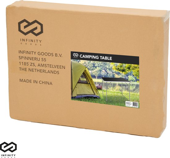 Infinity Goods Table de camping - Pliante - Table de jardin - 80x60x70 cm - Extérieur/intérieur - Poignée de transport - Compacte - Aluminium - Noir