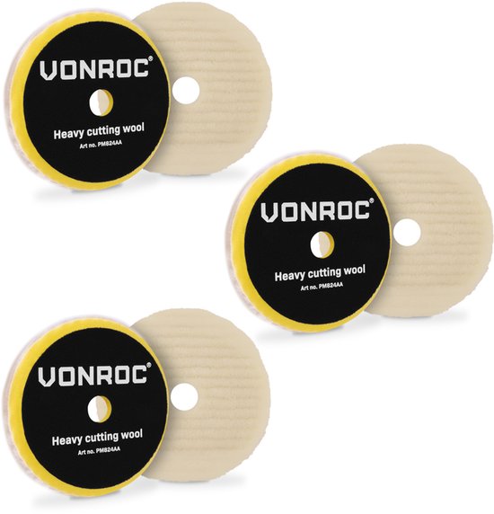 VONROC Disques de polissage en laine - 140 - Ø 150mm - 3 pièces
