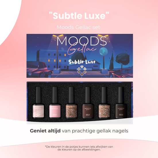 Moods Gellac 6-Piece Set - Gel Nail Polish Starter Pack - Gel Nail Polish - 8ML - Subtle Luxe - Gellac - Nails - Chic Colours - HEMA & TPO-free