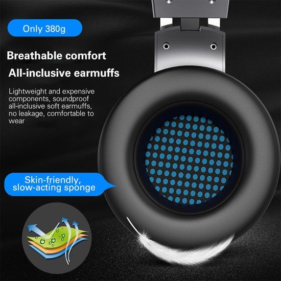 AULA G91 USB Gaming headset - 7.1 Surround Sound - Casque PS4 / PS5 - Noir