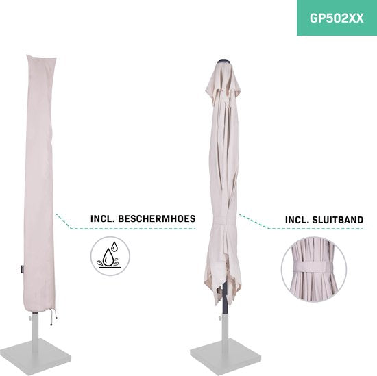 VONROC Premium Parasol à manche Rosolina 280x280cm - Housse de protection incluse - Parasol carré - Inclinable - Toile résistante aux UV - Beige