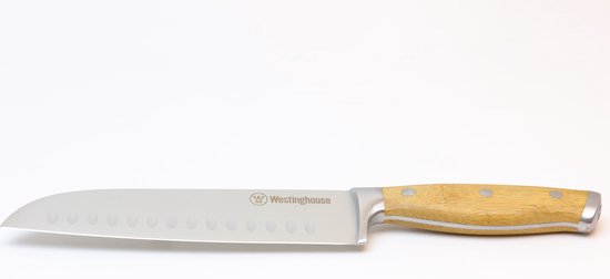 Couteau de chef japonais Westinghouse - Couteau à viande - Couteau de cuisine en acier inoxydable - 17.5 cm - manche en bambou