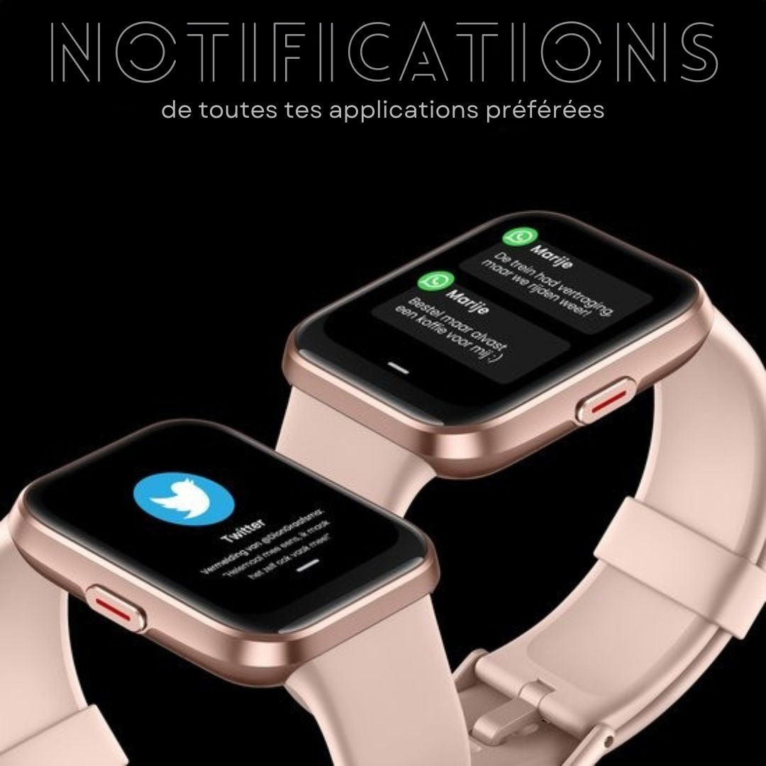 Montre connectée - MAOO - Femmes - Fonction complète de cloche - Moniteur de fréquence cardiaque - Podomètre - Multisport - Compatible Android et iOS - Rose