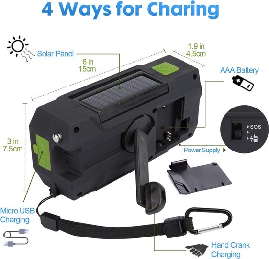 Radio d'urgence - Radio solaire - Radio d'urgence solaire - Radio de survie - Radio à piles - Radio d'urgence - Radio à dynamo - Radio d'urgence - Radio portable - Rembobinable - Radio à manivelle