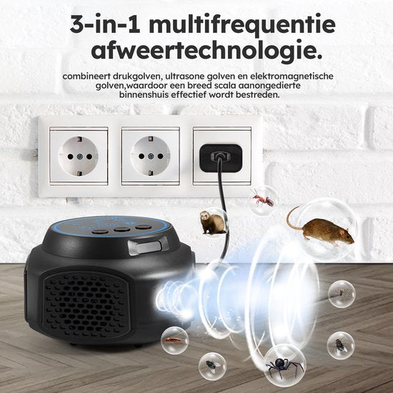 Détecteur de souris - avec flashs et sons - Détecteur à ultrasons - pour l'intérieur - alimenté par piles - noir - de Saaf