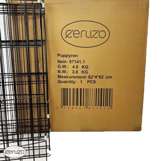 Ceruzo Puppy Run-Dog Run -8 Panneaux - 60 x 60cm - 480cm Circonférence - Pliable -Porte - Lapin Run -Noir