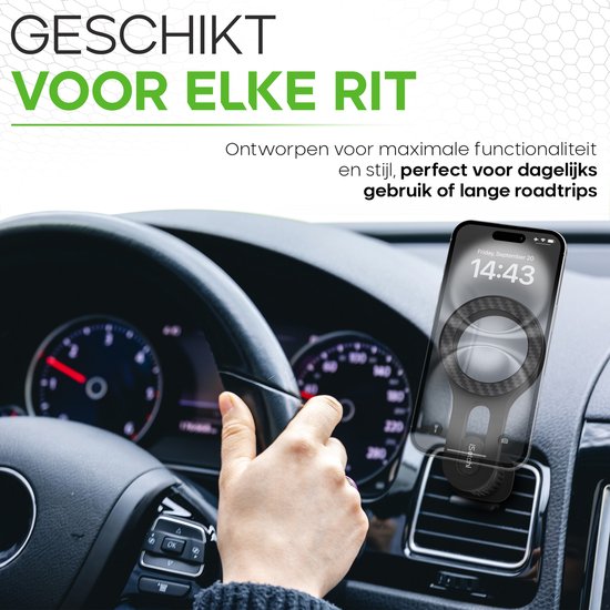 iSetchi MagSafe Phone Holder Car - Grille d'aération - Support pour téléphone portable - Support magnétique - Convient à l'iPhone 12/13/14/15/16 - Noir