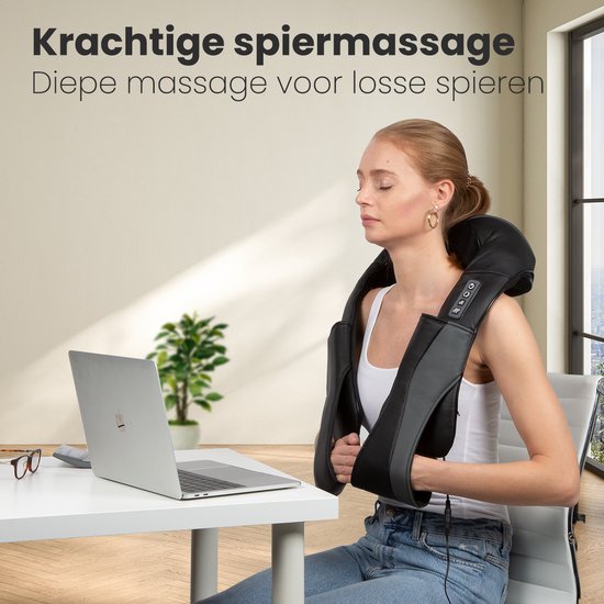 Auronic Shiatsu Massage Cushion - Appareil de massage électrique pour la nuque - Appareils de massage - Nuque et épaules - Infrarouge - Housse de transport incluse - Noir