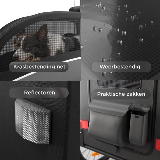 Trevopet® remorque vélo pour chien - remorque vélo pliable pour chien - remorque pour chien - convient aux vélos électriques - jusqu'à 40 kg - pour chiens de taille moyenne et grande - noir