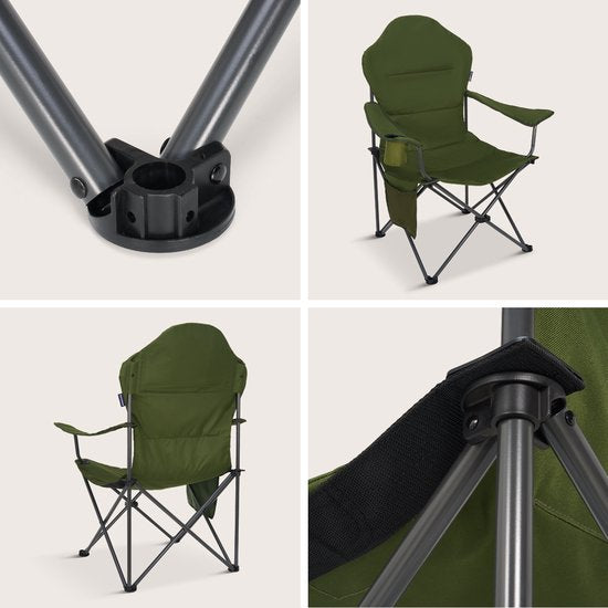 TRVLMORE Chaises de camping XXL - pliables - 2-Pack - Capacité de charge 160KG - Sac de transport inclus - Chaise pliante - Chaise de pêche - Chaise de camping - Chaise pliante - Vert