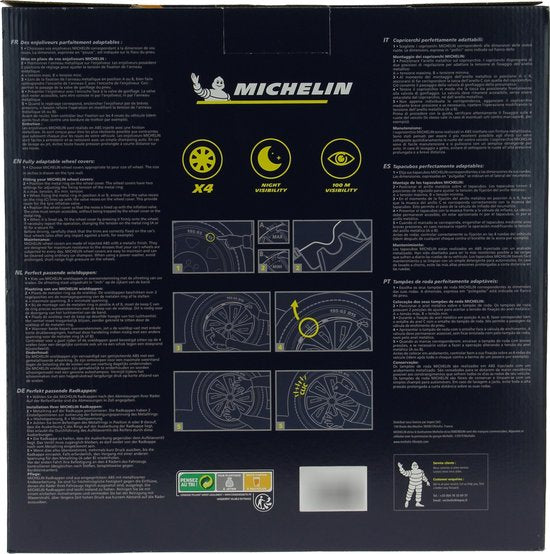Enjoliveurs Michelin 15 pouces - argent/noir - 4 pièces