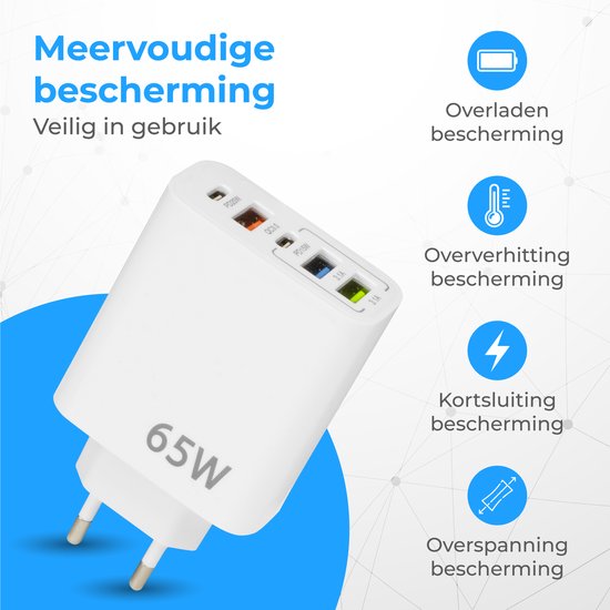 Nuvance - Adaptateur USB - 5 Ports - Prise USB - Chargeur USB - Convient à tout câble USB - Blanc