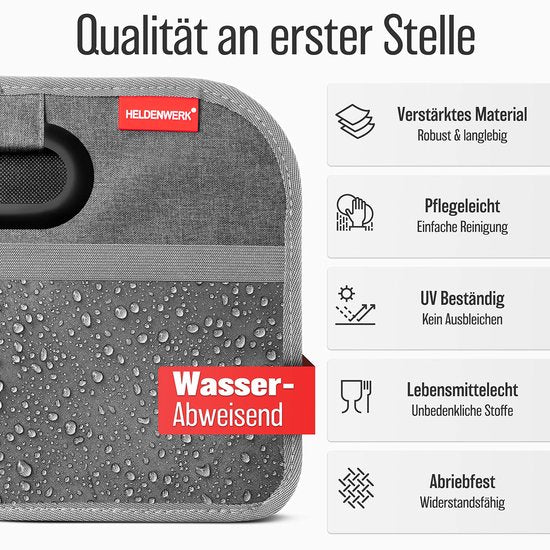 HELDENWERK Sac à bottes pliable avec velcro antidérapant - organisateur de bottes, boîte pliante pour voiture, sac à provisions - renforcé et stable