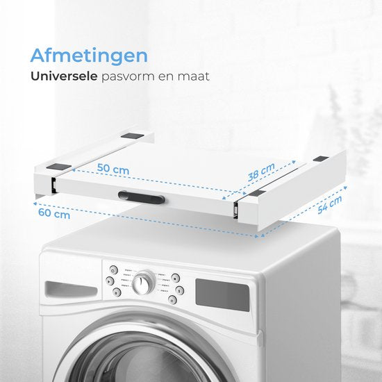 Skoov Spacer for Washer & Dryer - Stacking kit - With extendable shelf - Universal - Dryer - Furniture - incl. vibration amortisseurs and tension strap