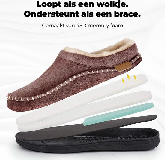 Chaussons Hommes - Chaussons - Mocassins - Tan - Antidérapant - Taille 44/45 - Comfeet