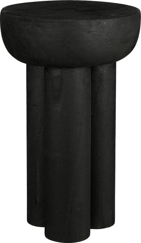 Mica Decorations Table d'appoint Latty - H50 x Ø30 cm - Bois de paulownia - Noir