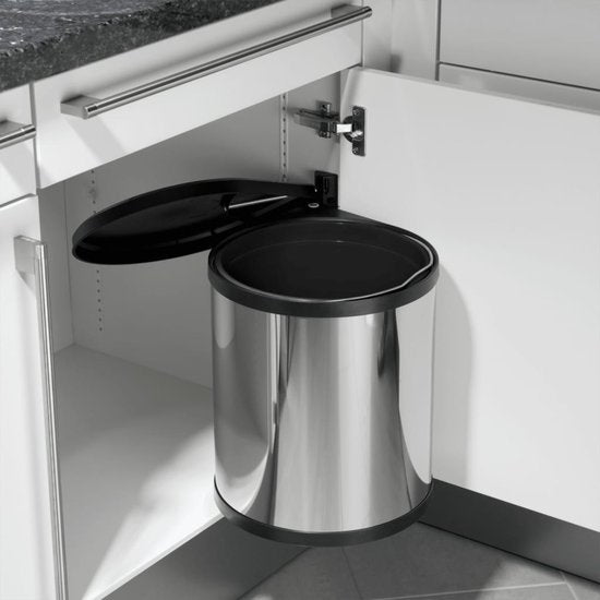 Poubelle Hailo Compact-Box M - 15 l - Poubelle encastrée - Acier inoxydable