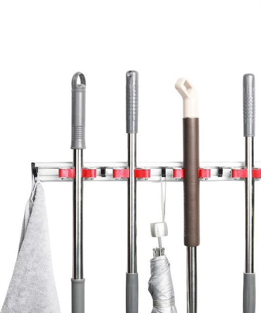 Hilvard - Système de suspension pour porte-balai - porte-balai - système de suspension pour balai - 4 supports - Résistant à l'eau - Clip pour balai