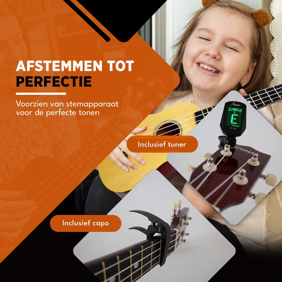 Finesse Ukulele - Starter set - 21" - Ukulele - Toy Guitar - Enfant - Instrument de musique - Couleur bois