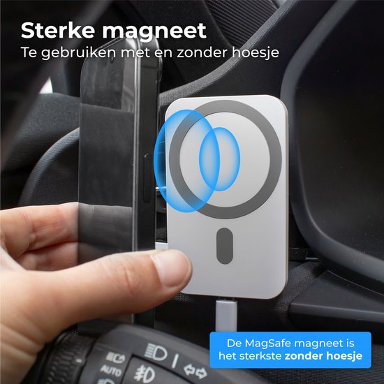 Nuvance - Supports de téléphone pour voiture - Convient pour MagSafe iPhone 12/13/14/15 - Support de téléphone avec chargeur sans fil - Supports de voiture magnétiques - Blanc