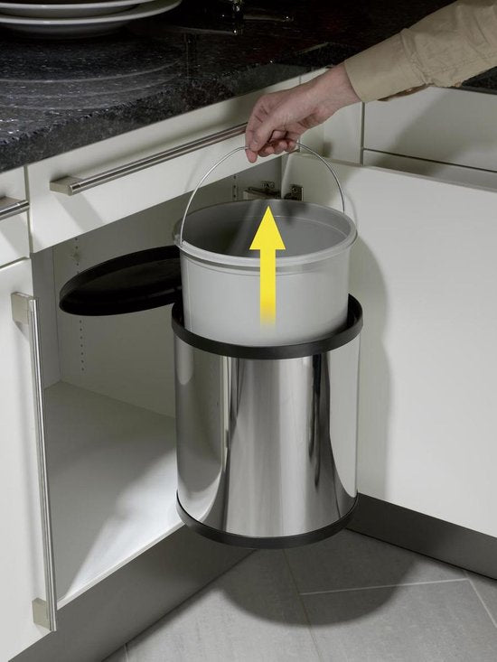 Poubelle Hailo Compact-Box M - 15 l - Poubelle encastrée - Acier inoxydable