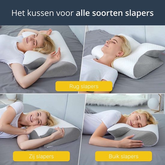Oreiller anti-ronflement - Pour chaque position de sommeil - 60x40 cm - Oreiller - Apnée - Ergonomique & orthopédique - Mousse à mémoire de forme - Alyze