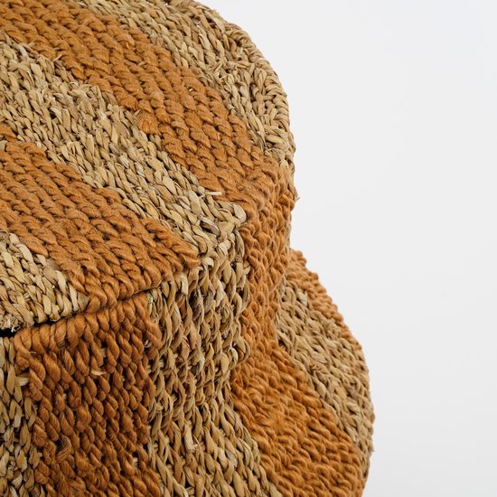Panier de rangement - Mica Decorations - Avec couvercle - H47 x Ø50 cm - Jute - Jaune