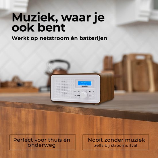 Denver DAB Radio - Retro Radio - FM Radio - Kitchen Radio - Portable Radio - Batteries & Mains - DAB30DW