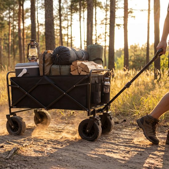 Outbee Bolderkar - Bolderkar pliable - Capacité de 120 litres - Avec blocage des roues - Capacité de charge de 120 kg - Noir