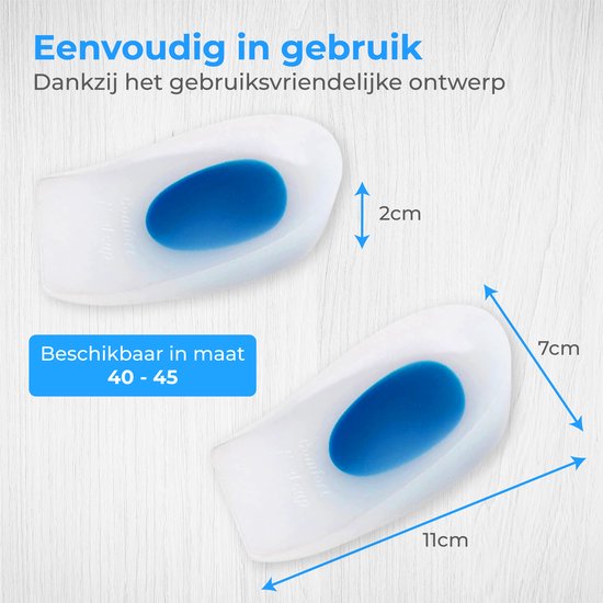 Nuvance - Semelles pour épine de Lenoir - Protecteurs de talons - Semelles - Epine de Lenoir - 2 Pièces pour Taille 40-45 - Bleu