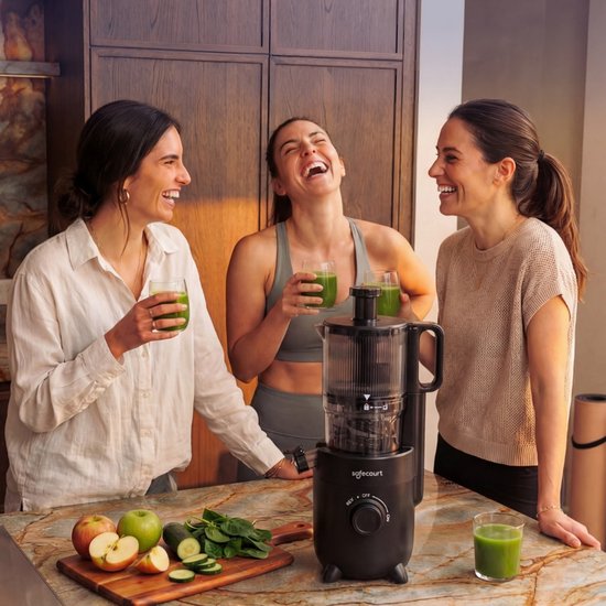 Safecourt Kitchen Slow Juicer - moteur puissant [technologie de pré-coupe et de pression à froid] - nettoyage facile - sans BPA - presse-agrumes Noir