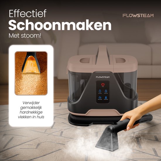 FLOWSTEAM® 6-in-1 Steam Cleaner PRO - Nettoyeur de tapis - Nettoyeur de taches - Nettoyeur à main - Nettoyeur de sièges - Vapeur à 100°C - 4 modes de vapeur - 90 minutes de vapeur - Cordon de 5M