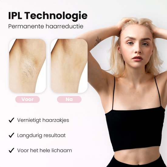Leafline® Épilateur laser IPL - Épilateur pour dames - Indolore avec refroidissement par glace - Pour une épilation permanente de toutes les parties du corps - 999 999 flashs - Usage domestique