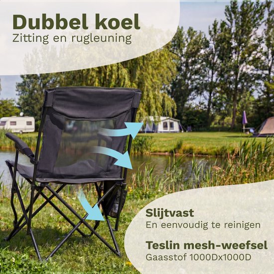 TRVLMORE Chaises de camping - pliables - 2-Pack - Capacité de charge 120KG - Sac de transport inclus - Chaise pliante - Chaise de pêche - Chaise de camping - Chaise pliante - Gris