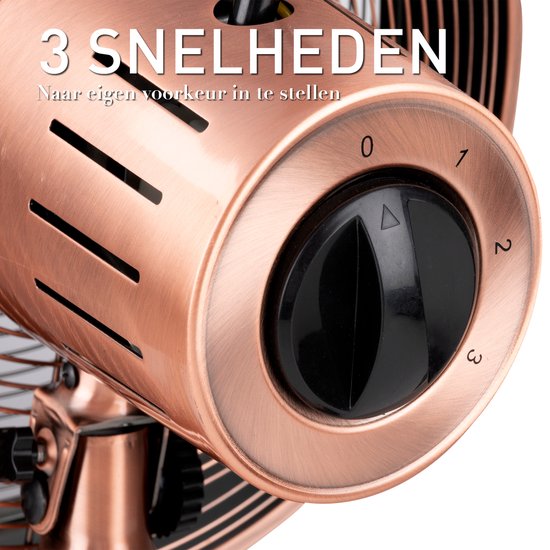 Lifetime Air Ventilateur de table - 230V - Ventilateur de bureau 30CM - 3 vitesses - Fonction oscillante - Inclinaison - Rose