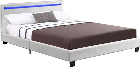 Lit capitonné Juskys - Eclairage LED - 16 couleurs - 120 x 200 cm - Blanc