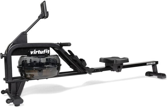 VirtuFit AQUA100i Rameur avec résistance à l'eau - Mono-rail - Avec écran, support de tablette et roues de transport - Kinomap & Fitshow - Max. 120 kg et 200 cm - Appareil à ramer - Rameur