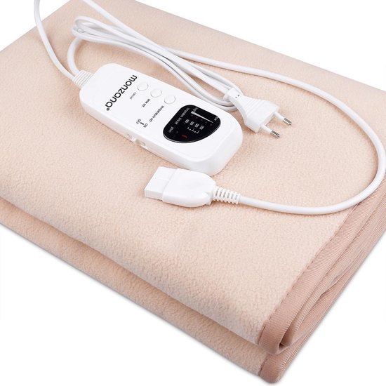 Monzana Couverture chauffante - Polaire électrique 150x80cm 5 niveaux - Crème