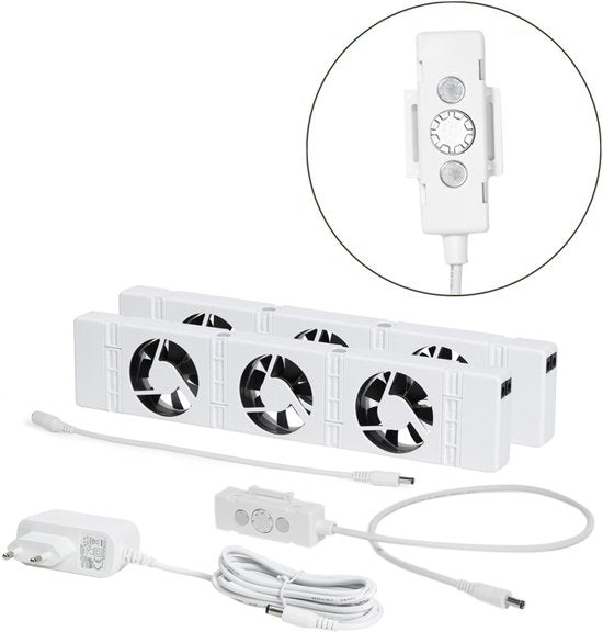 SpeedComfort Radiator Fan Duo Set - Réchauffement 2x plus rapide - Jusqu'à 22% d'économies d'énergie - Simple à installer - Silencieux - Produit hollandais - Ventilateurs de radiateur à haut rendement énergétique - Blanc