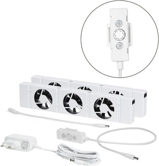 SpeedComfort Radiator Fan Duo Set - Réchauffement 2x plus rapide - Jusqu'à 22% d'économies d'énergie - Simple à installer - Silencieux - Produit hollandais - Ventilateurs de radiateur à haut rendement énergétique - Blanc