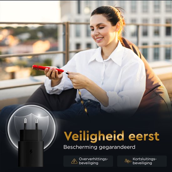 Golden Sound original 45W fast charger - USB C Fast Charger - 2 metre charging wire - Power adapter - Charger suitable for Samsung