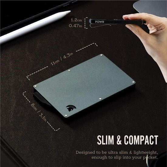 Powr RFID Wallet - Smart Wallet - Slim Wallet - Card Holder Cards - Card Holder with Money Clip - Anti-theft - Titanium - NFC Blocker