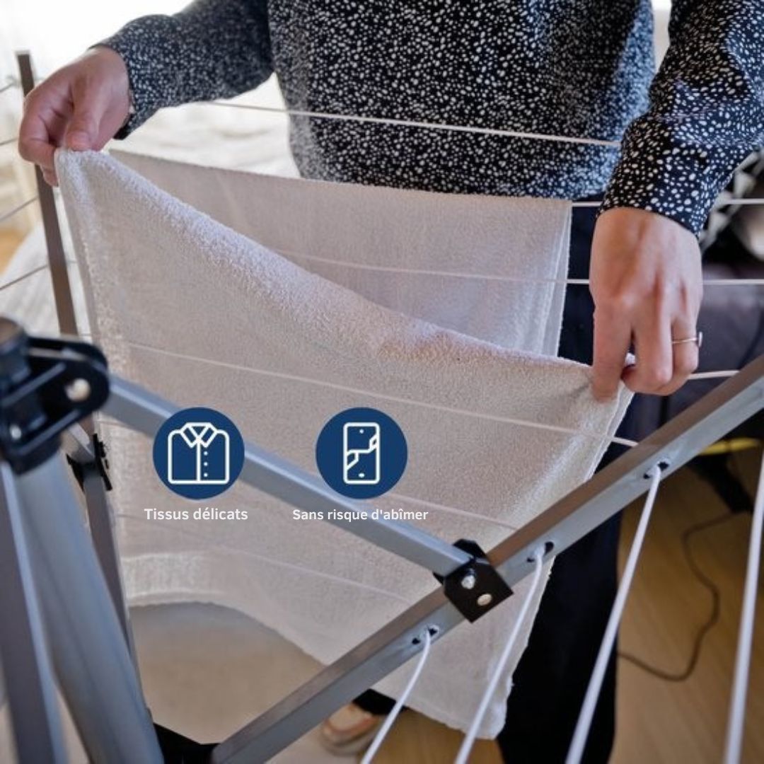 Séchoir rotatif électrique Ezeespinner - Support de séchage pliable avec arrêt automatique - Capacité jusqu'à 25 KG - Télécommande - 10W - noir/gris