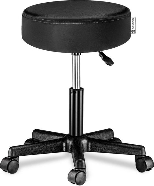 Casaria Tabouret pivotant réglable - Hauteur d'assise 46/60cm - 1 pièce Noir
