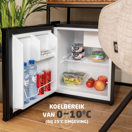 BREND BR-2241 Mini réfrigérateur avec congélateur - 42 + 5 litres - Réfrigérateur-congélateur - Eclairage LED - Noir - Idéal pour le bureau, le camping et la chambre à coucher